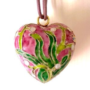 ❤️Large Puff Cloisonne Heart Pendant